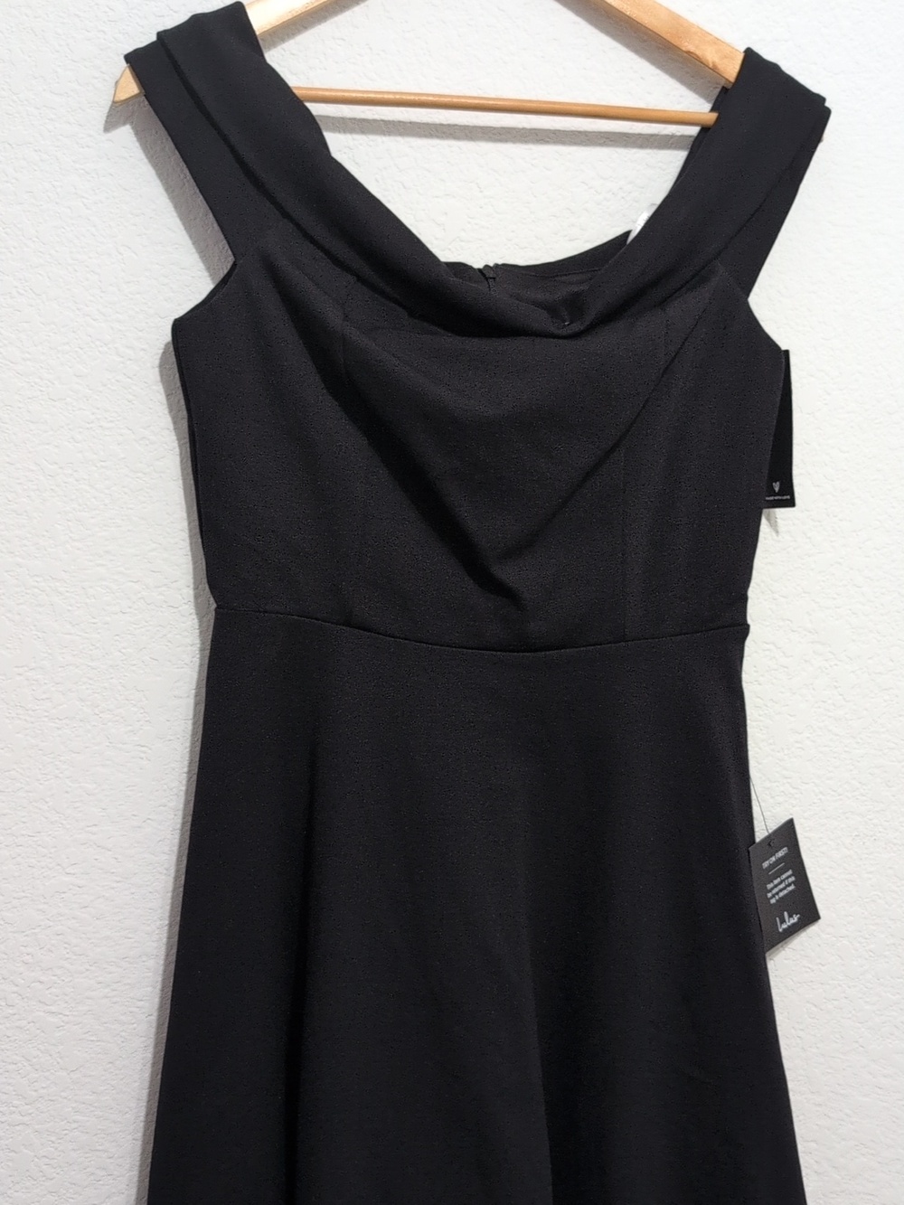 Lulus Off The Shoulder Skater Fit And Flare Dress Black Size Medium New - Picture 3 of 13